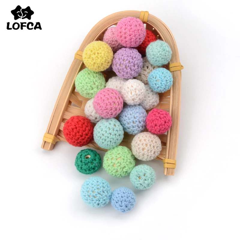 16mm Wooden Crochet Beads - Pack of 10 for DIY Necklace, Pacifier Chain, Teething Knitting - LOFCA Baby Colorful Beads for Baby Teethers image 4