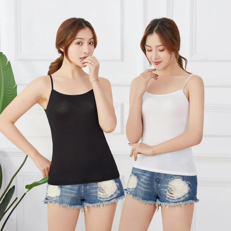 

Топы Camis, Женский Топ без рукавов, универсальный сексуальный черный и белый топ на бретелях для школьниц