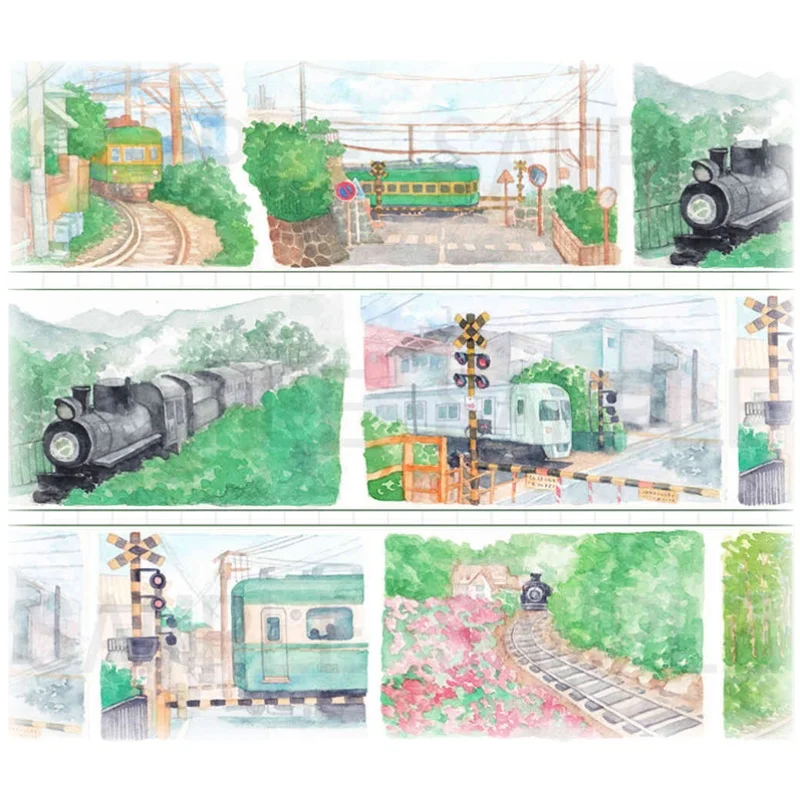

Vintage Train Masking Tape Landscaping Special Oil Journal Collage Decoration 2 Meters