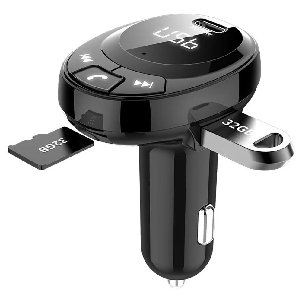 

Hot Car FM Transmitter Bluetooth-Compatible Transmiter 3.1A USB+PD 18W Car Charger Adapter MP3 Player for Car Motorcycle Lighter