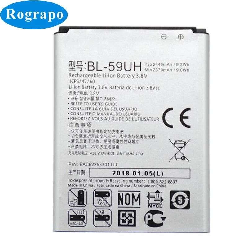 

2400mAh BL-59UH Replacement Mobile Phone Battery For LG G2 Mini G2mini D618 D620 D620R D620K D410 D315 F70