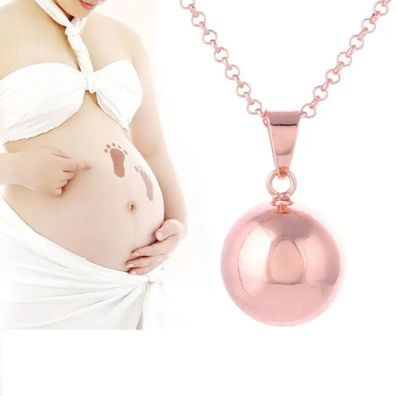 

Harmony Ball Necklace Brilliant Pregnancy Vintage Chime Bola Pendant 40" Long Chain Necklace for Mother Bady Jewelry