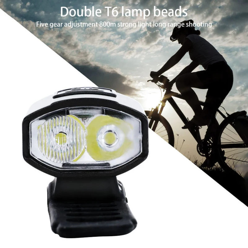 

USB Rechargeable LED Bicycle Headlight Bike Head Light Front Rear Lamp Cycling Aluminum Alloy Scratch-resistant Wear-resistant