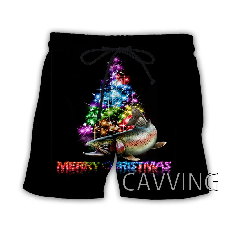 Пляжные шорты CAVVING с 3D принтом Счастливого Рождества рыбы уличная одежда
