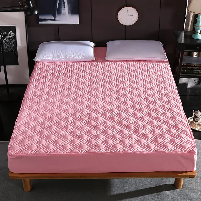 Pink Новинка, шесть сторон, все включено, стеганый наматрасник, мягкое волокно, верхний коврик, однотонный цвет, матрас, защита от пыли, клещ - Цвет: Pink