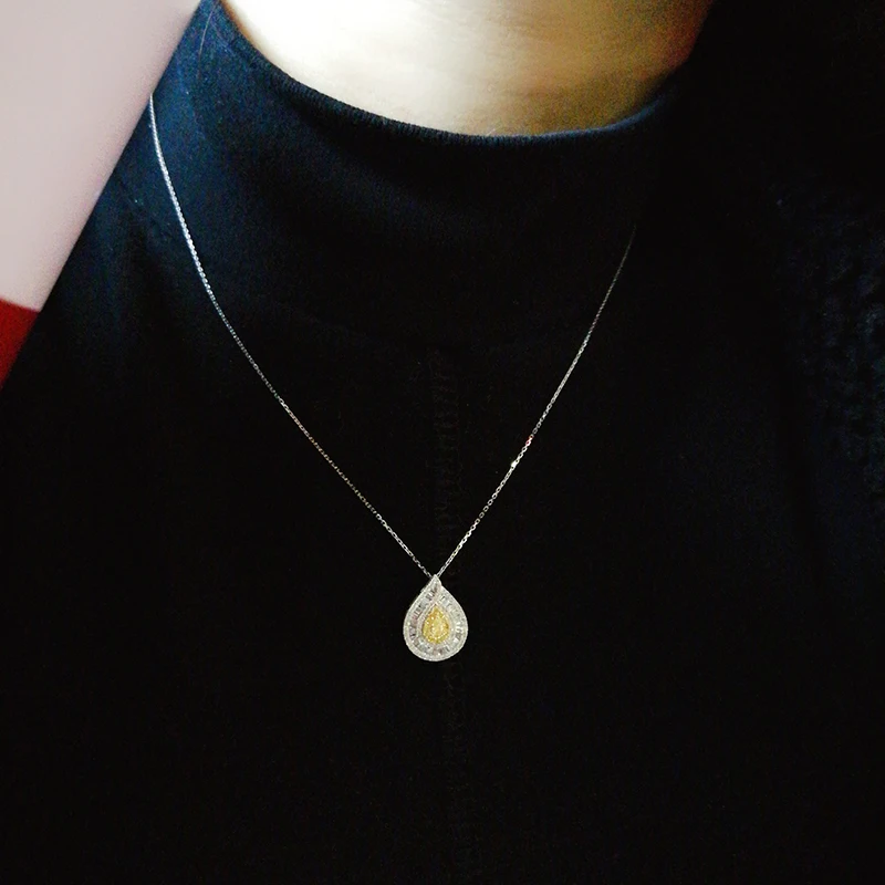 ?? 100% 18 18kホワイトゴールド天然ダイヤモンドネックレスすべて使用0.45ctダイヤモンドと独身証明HM042