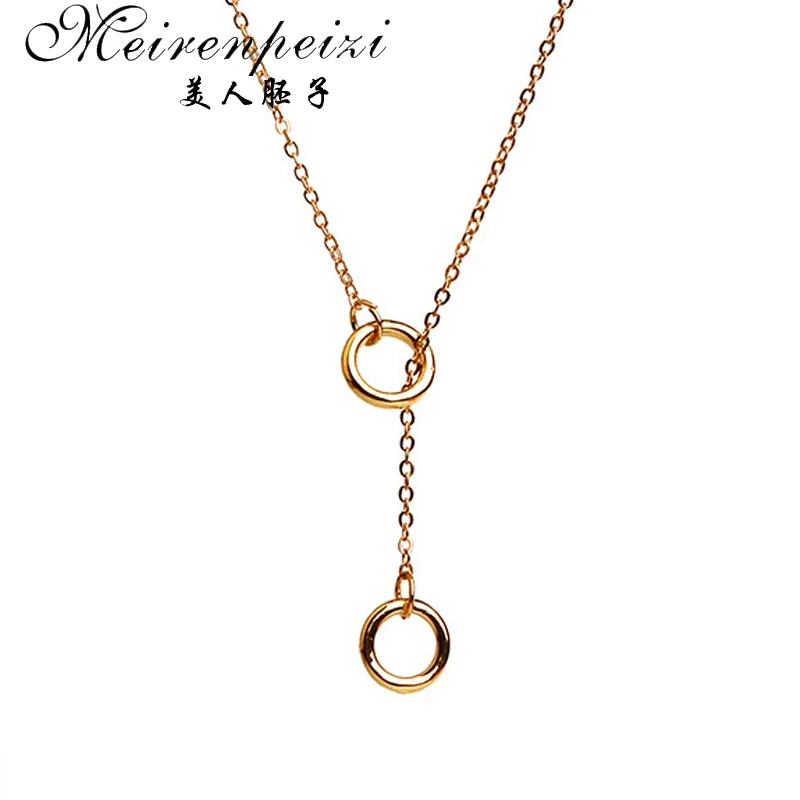 Ожерелье с открытым двойным кольцом простое ожерелье из искусственной кожи