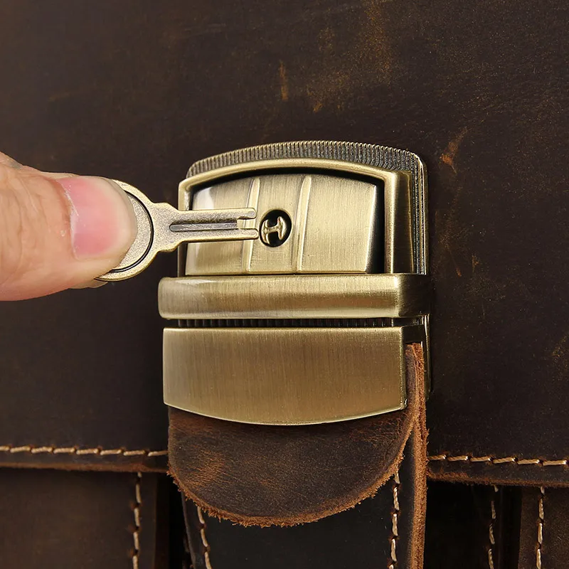 

Full Italian Thick Crazy Horse Leather Briefcase Men Handbags Shoulder Messenger Bag Fit 15.6'' Laptop Business Travel Duffle