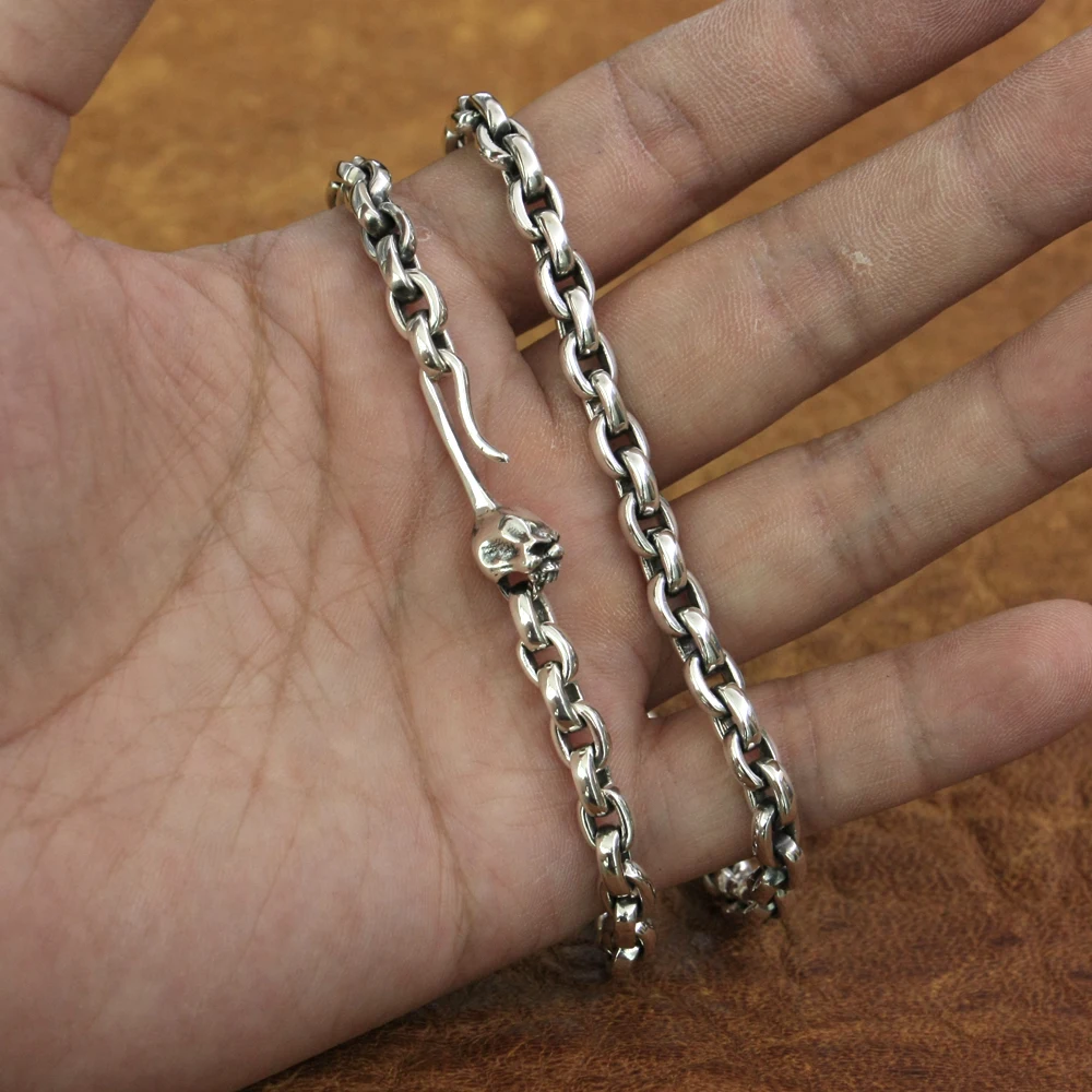 Женская простая цепь Серебряное мужское байкерское ожерелье в стиле панк рок