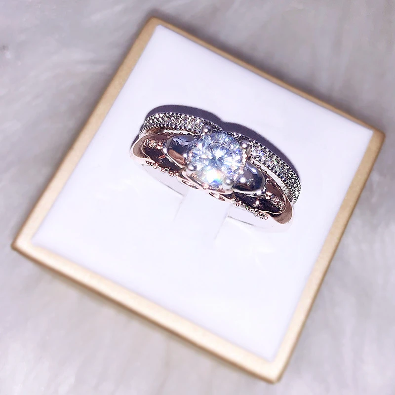 Женское кольцо из розового золота 14 к Модный комплект ювелирных изделий для