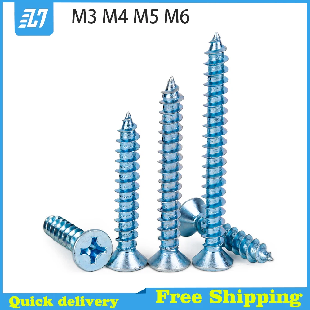 

Flat Head Self Tapping Wood Screw Phillips Cross Countersunk Head Bolt Carbon Steel Galvanized Zinc Plated M3 M4 M5 M6