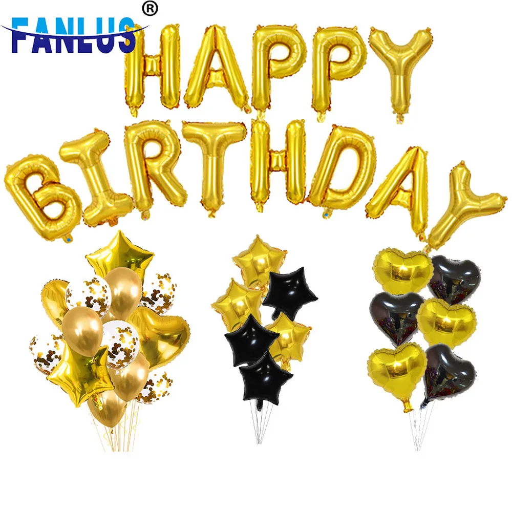 Золотые шары из алюминиевой фольги с надписью Happy Birthday украшения для дома