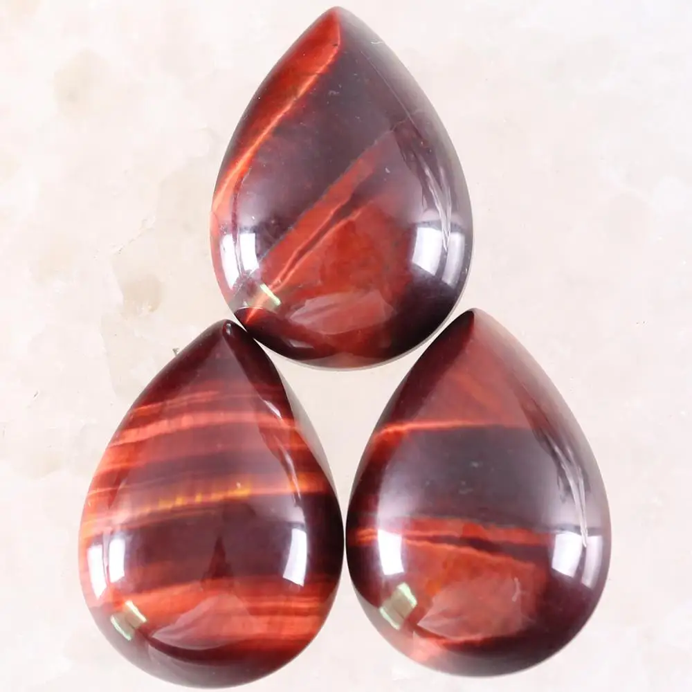 

5Pcs Cabochon CAB Natural Stone No Drilled Hole Water Drop Bead for Men Women DIY Jewelry Making Necklace Red Tiger eye Bead
