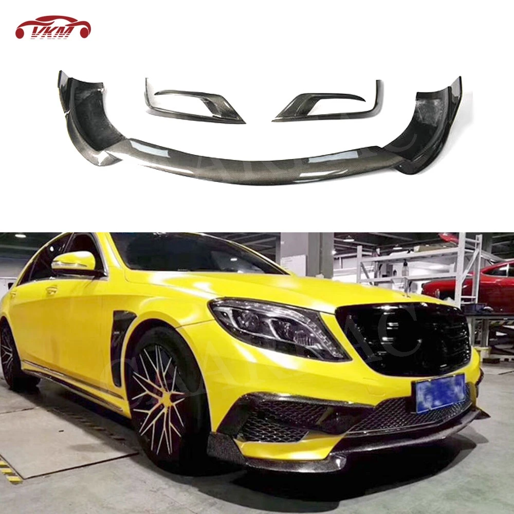 Углеродное волокно передний спойлер для губ Foglamp вентиляционные накладки Mercedes Benz
