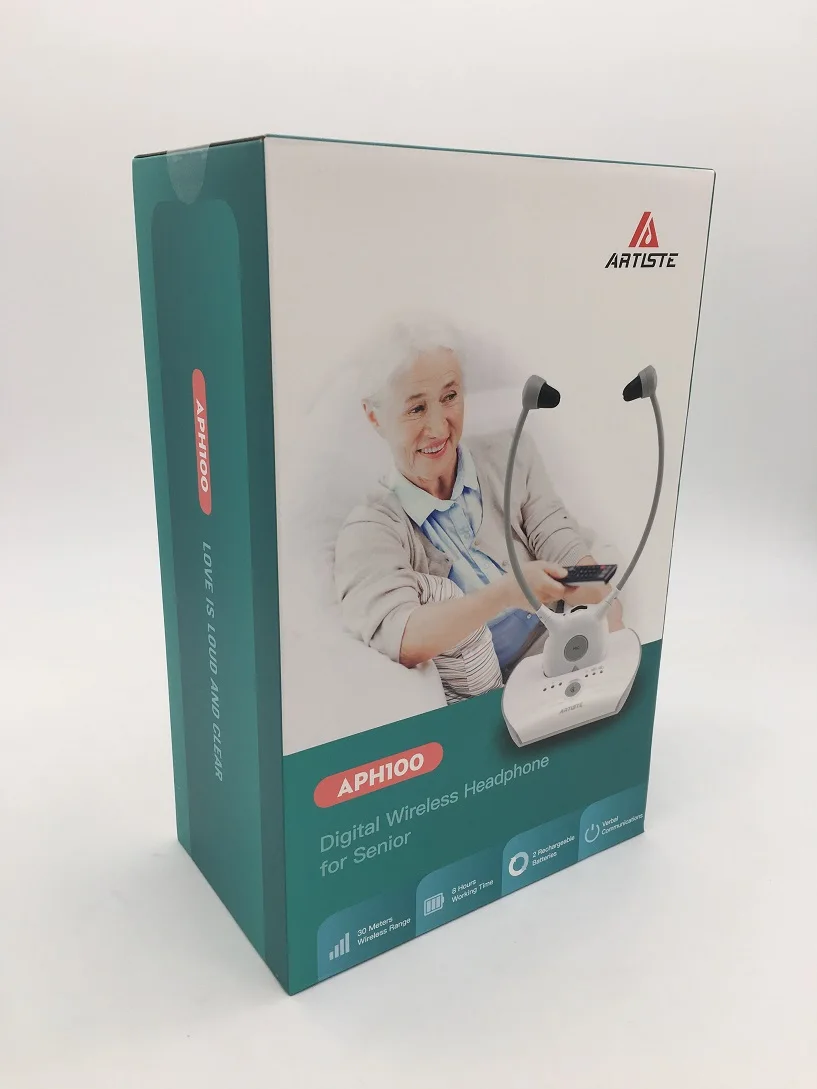 Artiste APH100, наушники для слухового аппарата, беспроводные, 2,4G, HIFI, для просмотра ТВ, для пожилых, слуховой аппарат, гарнитура с вилкой EU