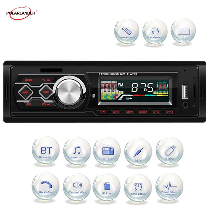1 Din автомагнитола Автомобильный Mp3 плеер TF USB AUX SD BT стерео аудио MP3 авторадио Bluetooth