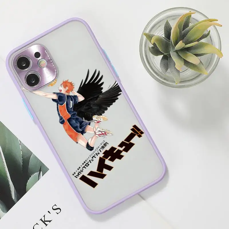 

haikyuu Anime volleyball boy Phone Case purple matte transparent For iPhone 7 8 x xs xr 11 12 pro plus max mini Clear Funda
