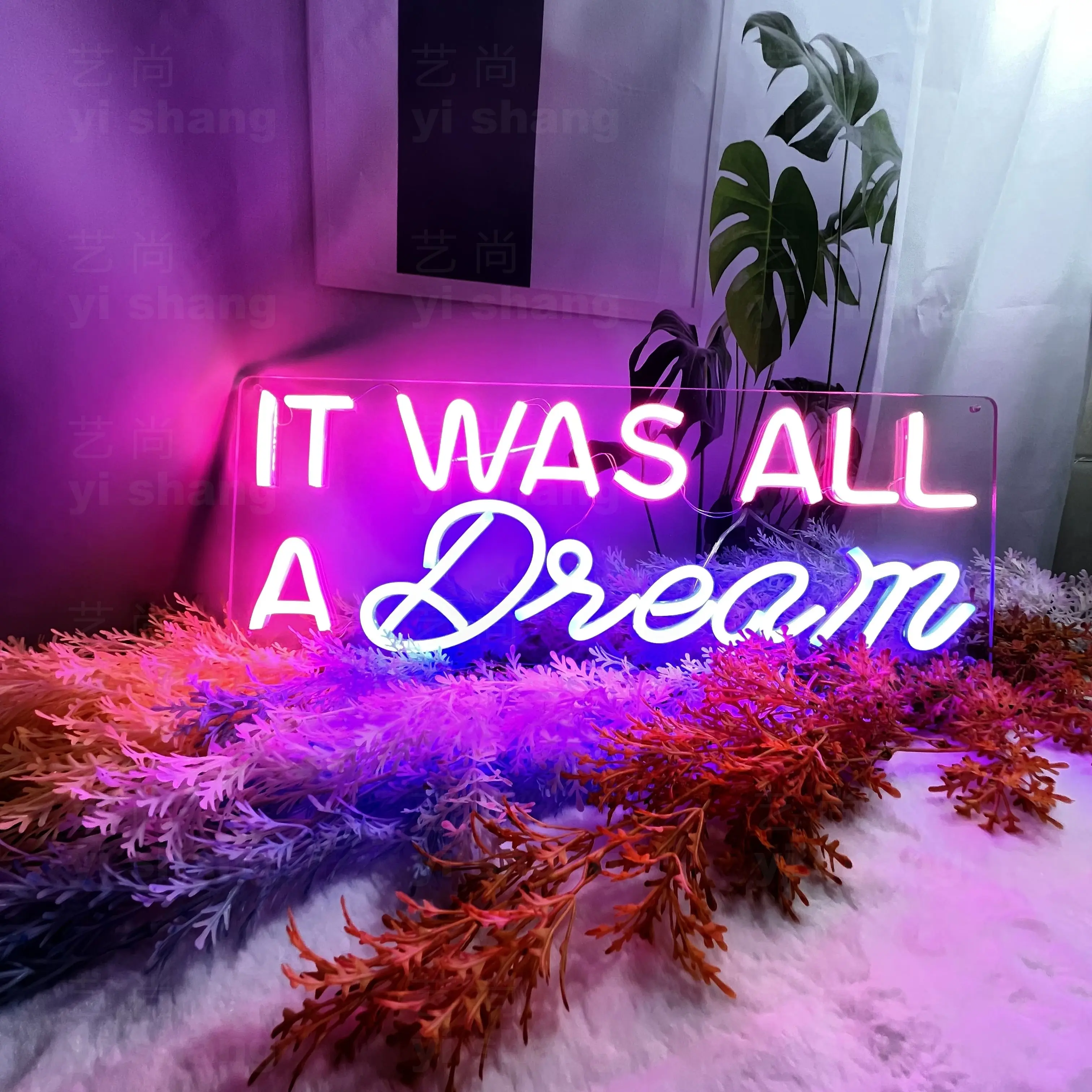 

Неоновая вывеска на заказ IT WAS All A DREAM, неоновая вывеска для офиса, гостиной, Настенный декор, неоновая вывеска на стену, праздничный декор, сп...