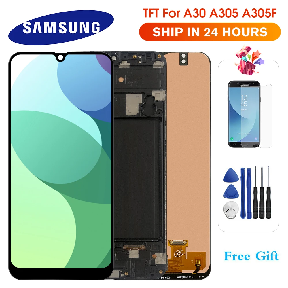 

AUMOOK with Frame Lcd for Samsung Galaxy A30 A305 LCD Display Touch Screen Digitizer Replacement for Samsung A30 Display Screen