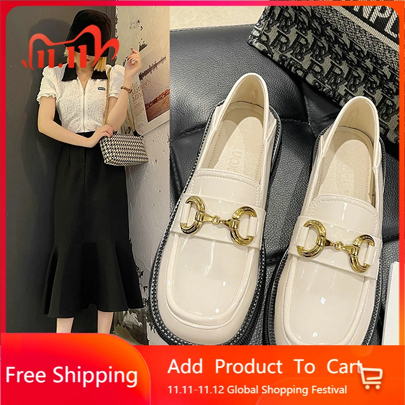 

Woman Leisure Single Shoes Soft Sole Comfortable Footwear Slip-On Shoes Mid-heel Non-slip PU Shoes Size 35-40