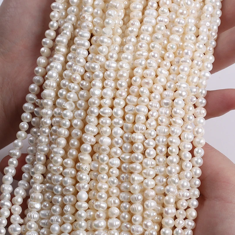 4 5-5 мм заводская цена жемчужные бусины в форме картофеля белого цвета