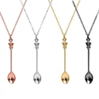 Очаровательное маленькое ожерелье в форме чайной ложки с короной для женщин, 4 цвета, креативное длинное мини-ожерелье ложка из ювелирных материалов