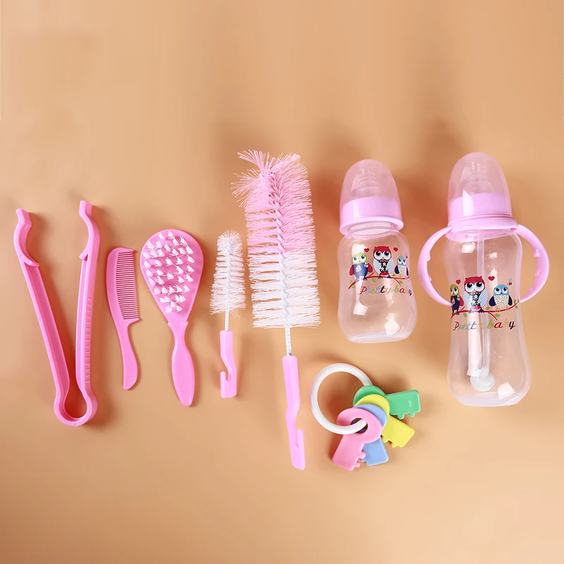

Newborn Baby Food Feeding Kit Bottle Teether Pacifier Bottle Storage Box Bottle Clip Tool Set Feeding Gifts 8pcs/set