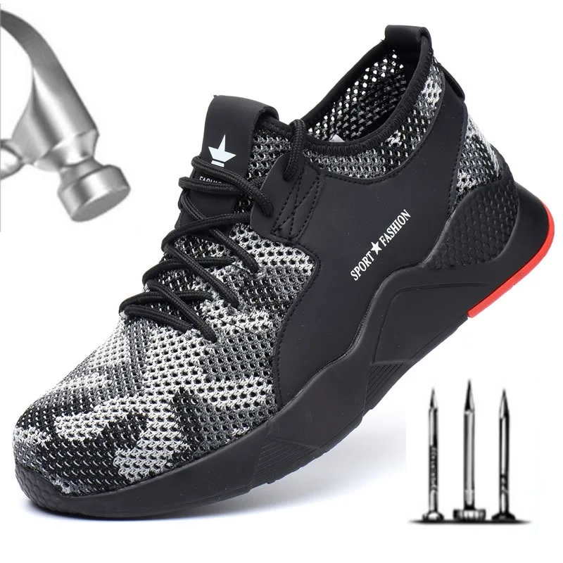 Всесезонные мужские защитные рабочие ботинки Нескользящие со стальным носком