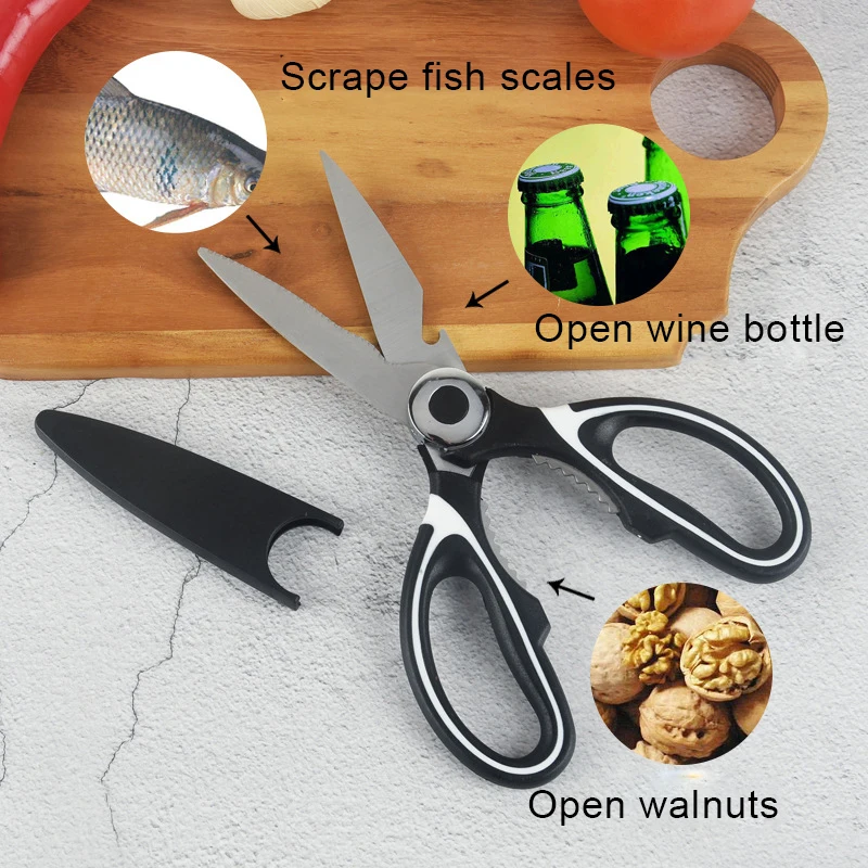 

Multifunctional Household Stainless Steel Scissors Duty Kitchen Shears with Cover For Kitchen DRSA889