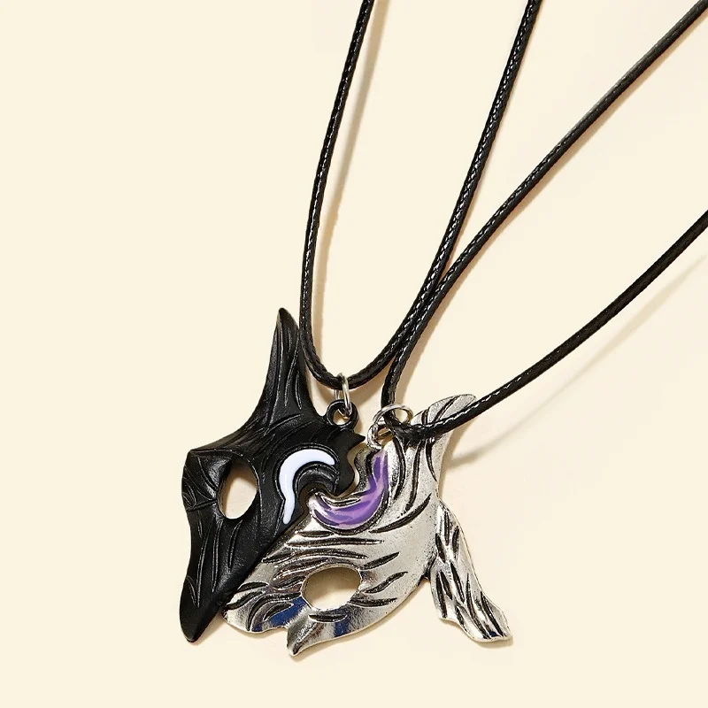2021 New Couple Necklace Jewelry Animal Mask Two-tone Mysterious Stitching Pendant Gift Party for Gifts | Украшения и аксессуары