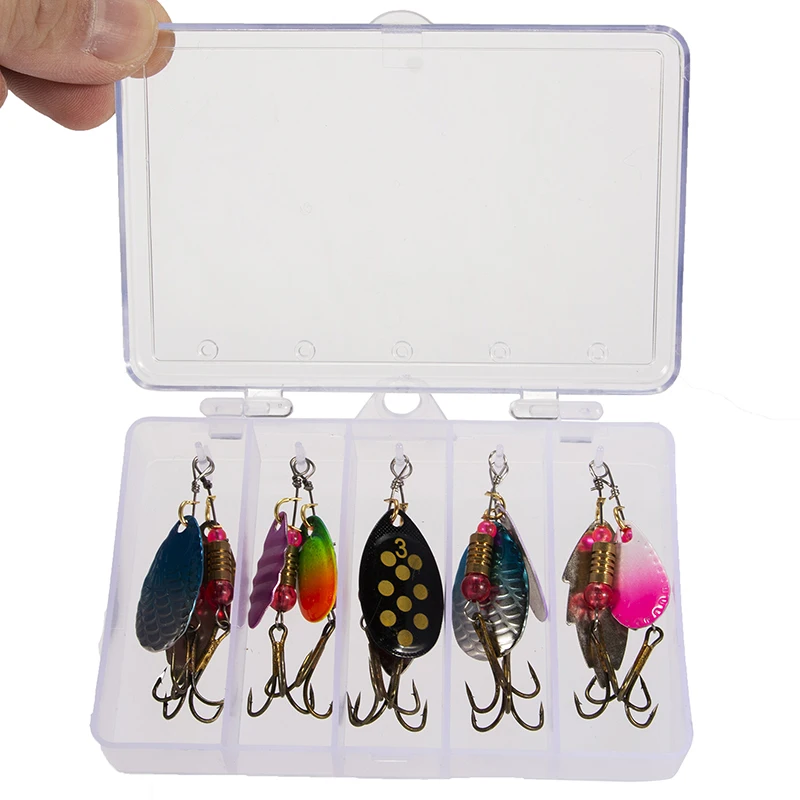 

10Pcs/Lot Fishing Spoon Lures Spinner Bait Fishing Wobbler Metal Baits Spinnerbait Isca Artificial Free With Box