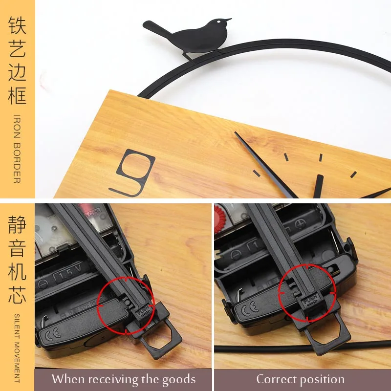 Птицы маятник немой кварцевые часы 3D железное дерево большие декоративные птица