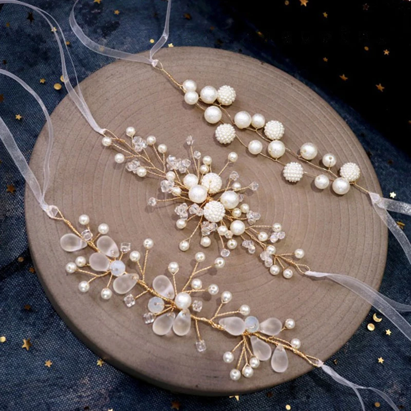 Ручной переплетенный белый цветок жемчужный браслет свадебный Аксессуар