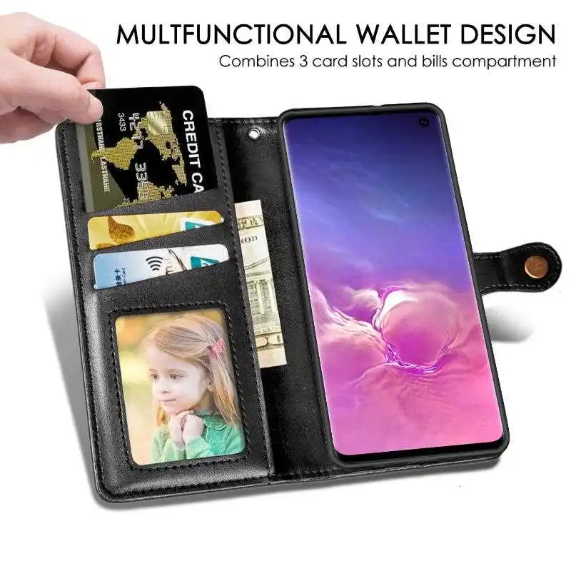 

KatyChoi Round Buckle Wallet Leather Case For Samsung Galaxy S20 S10 S9 S8 Plus S20 Ultra S10 Lite S10e Phone Case Cover