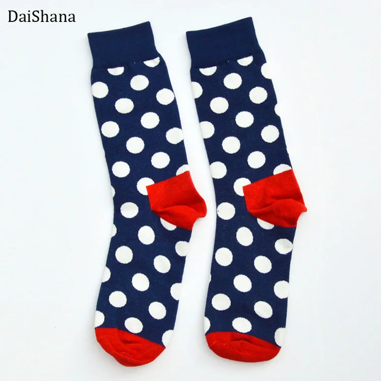 ZB00907 Модные цветные хлопковые мужские носки в горошек с надписью «Happy Socks», фирменные забавные носки Harajuku Caual, женская пара - Цвет: ZB00907