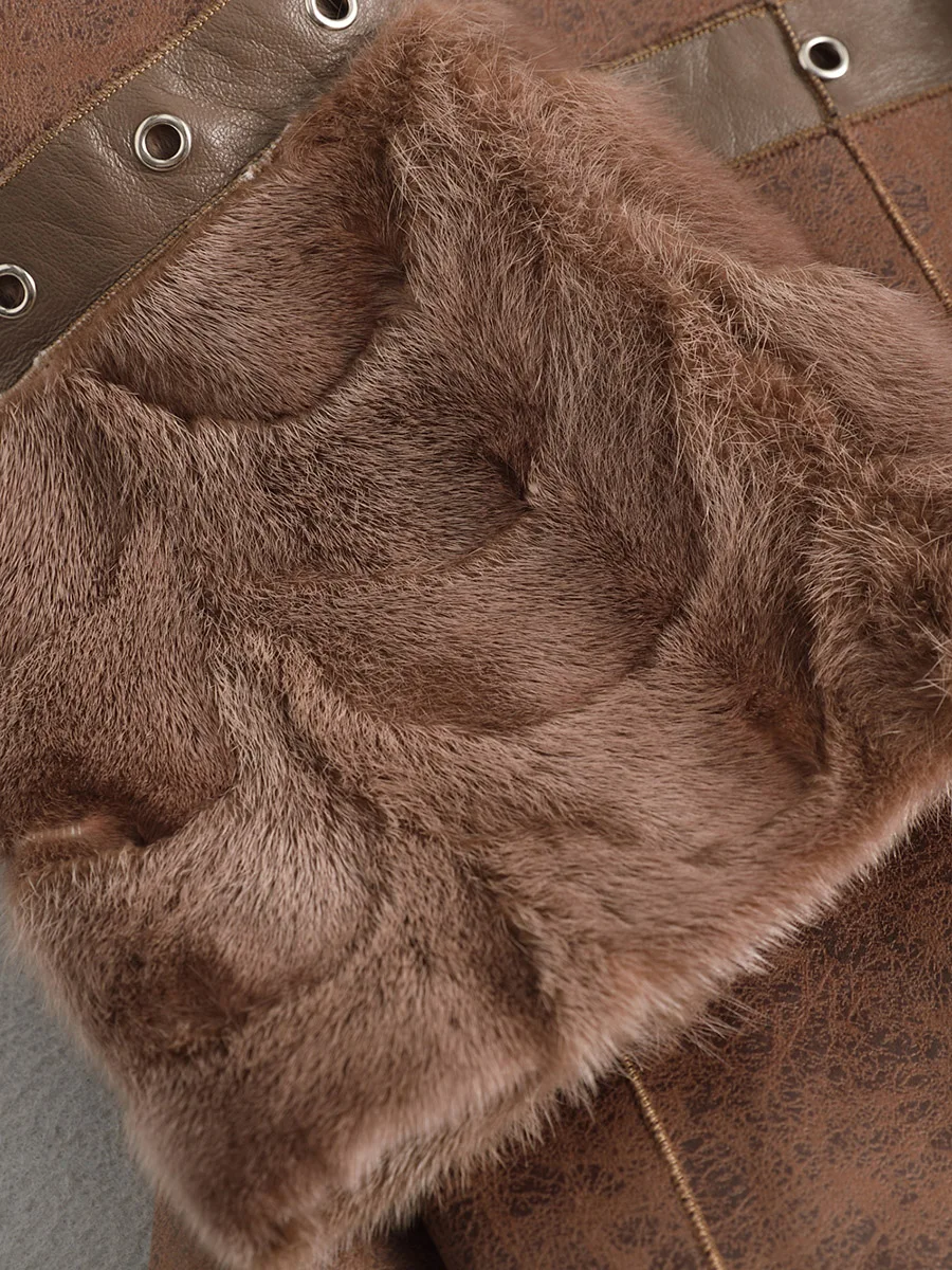 Пальто из натурального кроличьего меха женская зимняя длинная норковый мех