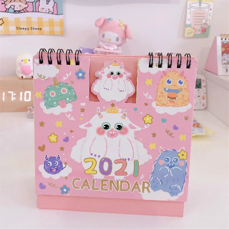 Новинка 2021 настольный календарь с мультяшными животными и единорогами двойной