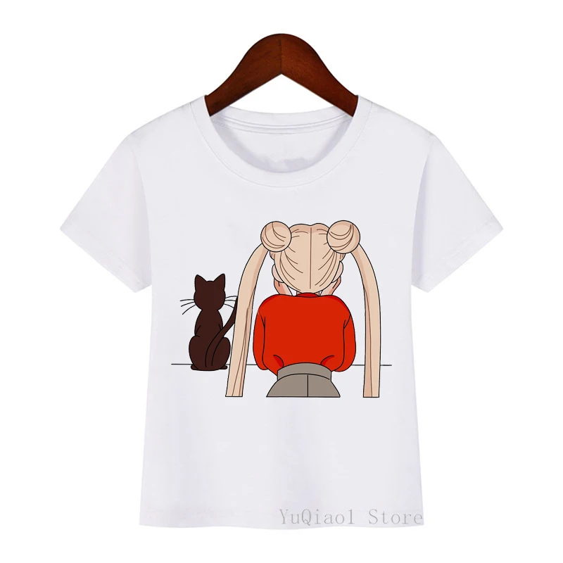 

Sailor Moon kids t shirt Summer New Fashion girls clothes Harajuku kawaii Fun Ulzzang Tshirt Cute Cat print children's t-shirts