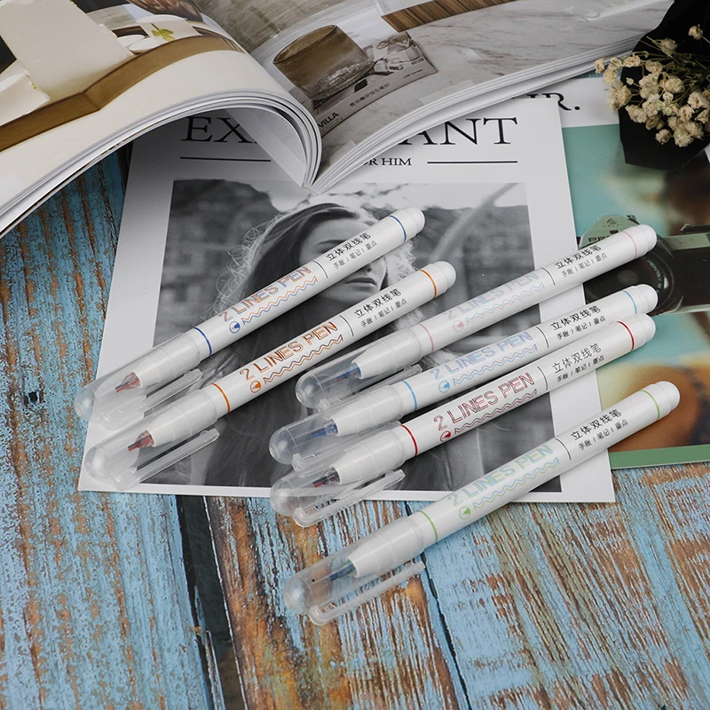 

1 pcs Colorful Liner Pen 2 Lines Outline Double Head Pens for Writing Drawing Stationery School & Office Suppllies Kids Gifts