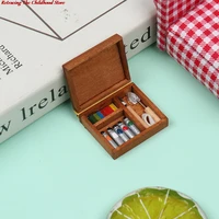 112 dollhouse miniature artist paint pen wood box toys for dolls for kids gift