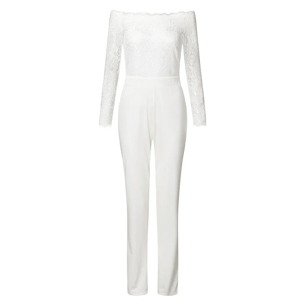 Женское Кружевное боди с длинным рукавом и открытыми плечами|Женские