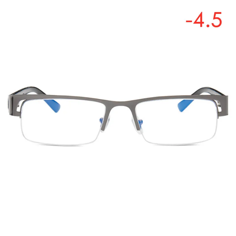 ZN13 Gun gray 1-1,5-2-2,5-3-3,5 до-6,0 готовые очки для близорукости Женщины Мужчины металлическая полуоправа студентов анти-синий свет близорукость очки ZN13 - Цвет оправы: ZN13 Gun gray