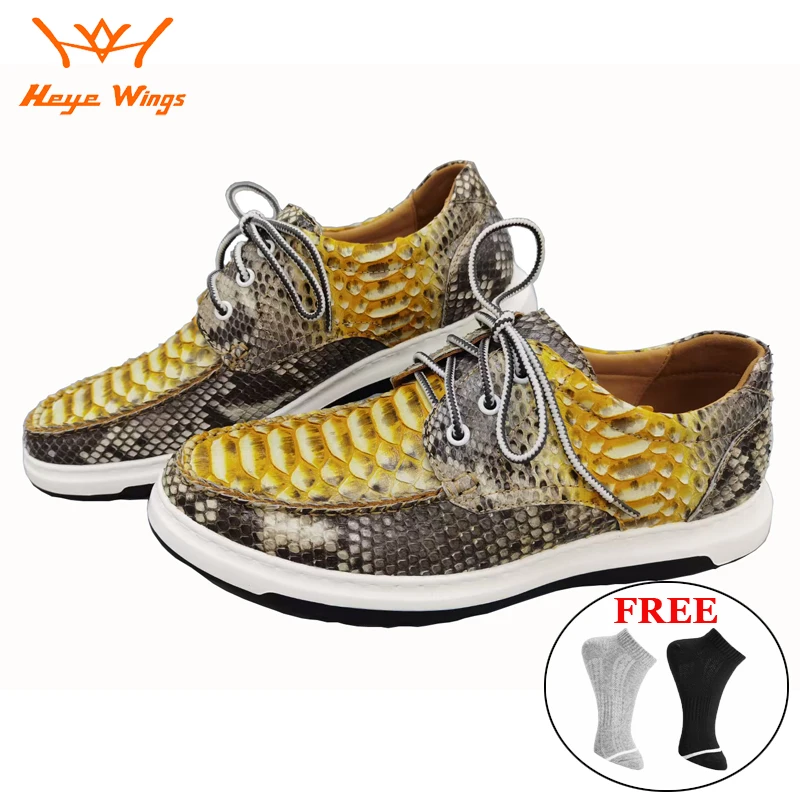Summer Breathable Fashion Sneaker Luxury Gold Color Pyhton Skin Ultralight Men's Casual Shoes