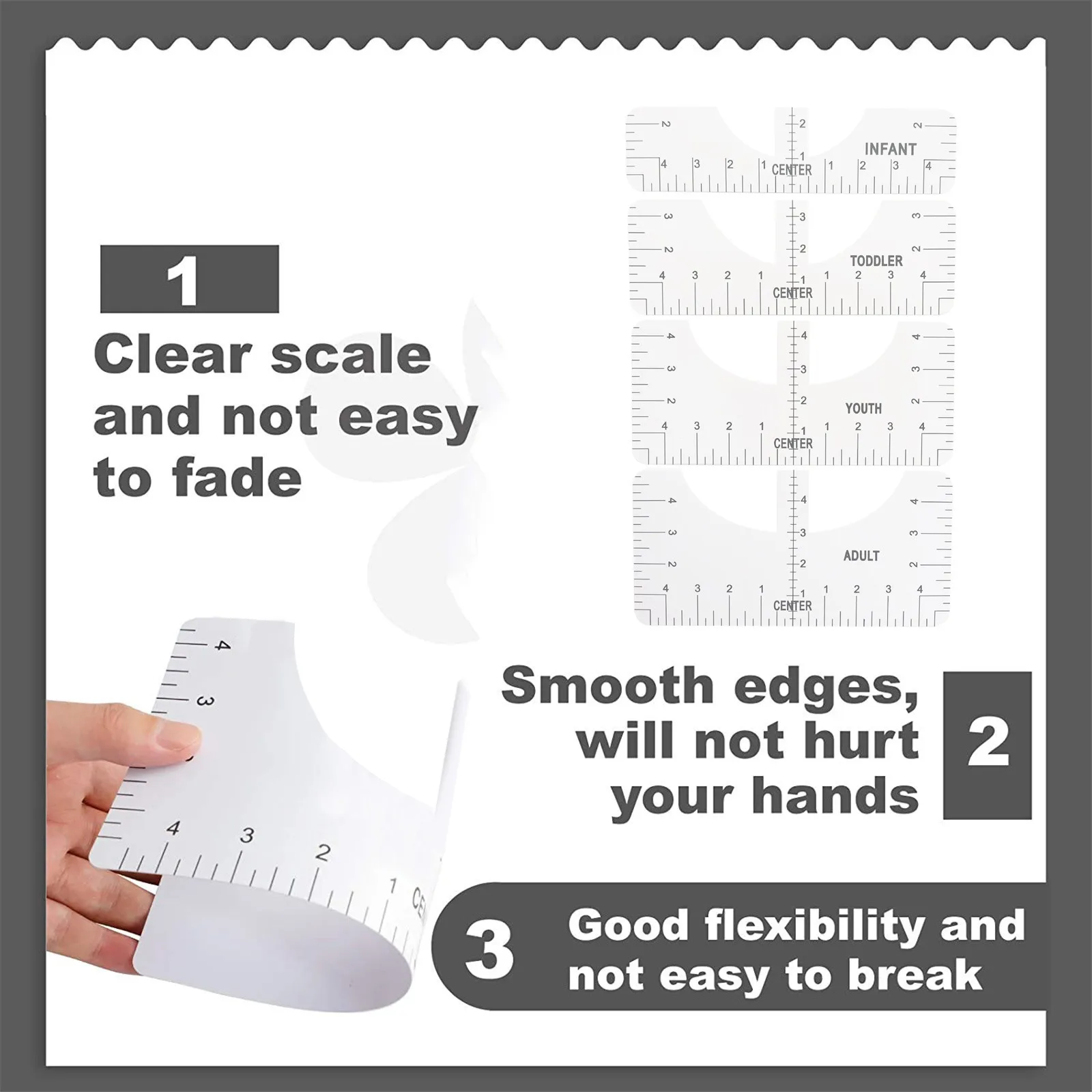 4/5/8PCS T-Shirt Alignment Ruler For Guiding Design Rulers With Size Chart DIY Drawing Template Craft Tool Drafting |