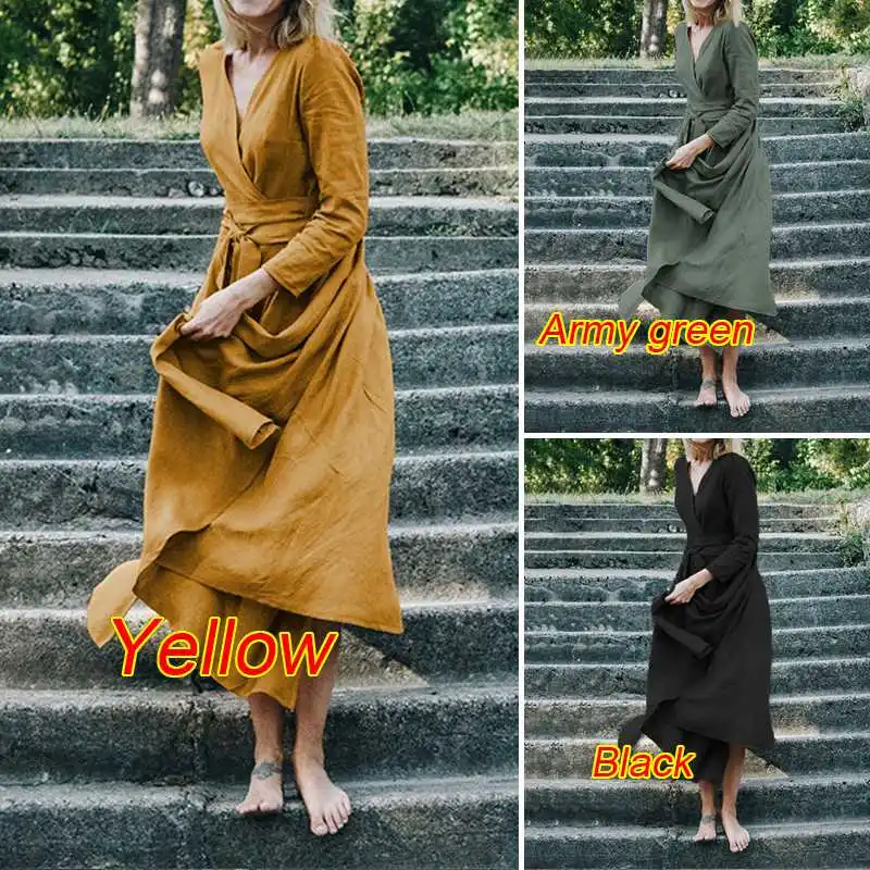 ZANZEA, женское платье, повседневное, на шнуровке, Vestidos, Осеннее, длинный рукав, одноцветное, Vestidos, элегантное, для девушек, с разрезом, вечерние, шикарные платья