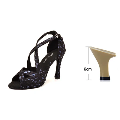 Black 6cm Ladingwu New Dance Shoes Women Profession Ballroom Dance Shoes Salsa Women Black Gold Suede Comfortable Soft Bottom Dance Sandal - Цвет: Black 6cm