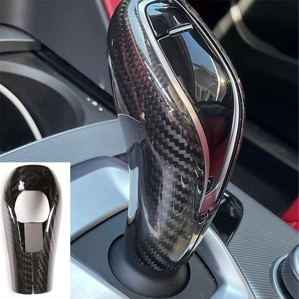 

Real Carbon Fiber Gear Shift Knob Head Decor Trim Fit for Alfa Romeo Giulia Stelvio 2020 2021 Car Accessories
