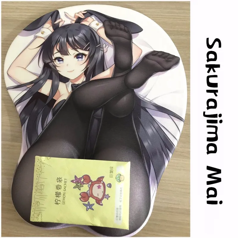 

New Rascal Does Not Dream of Bunny Girl Senpai Sakurajima Mai 3D Soft Gel Gaming Mouse Pad Ergonomic Mousepad with Wrist Support