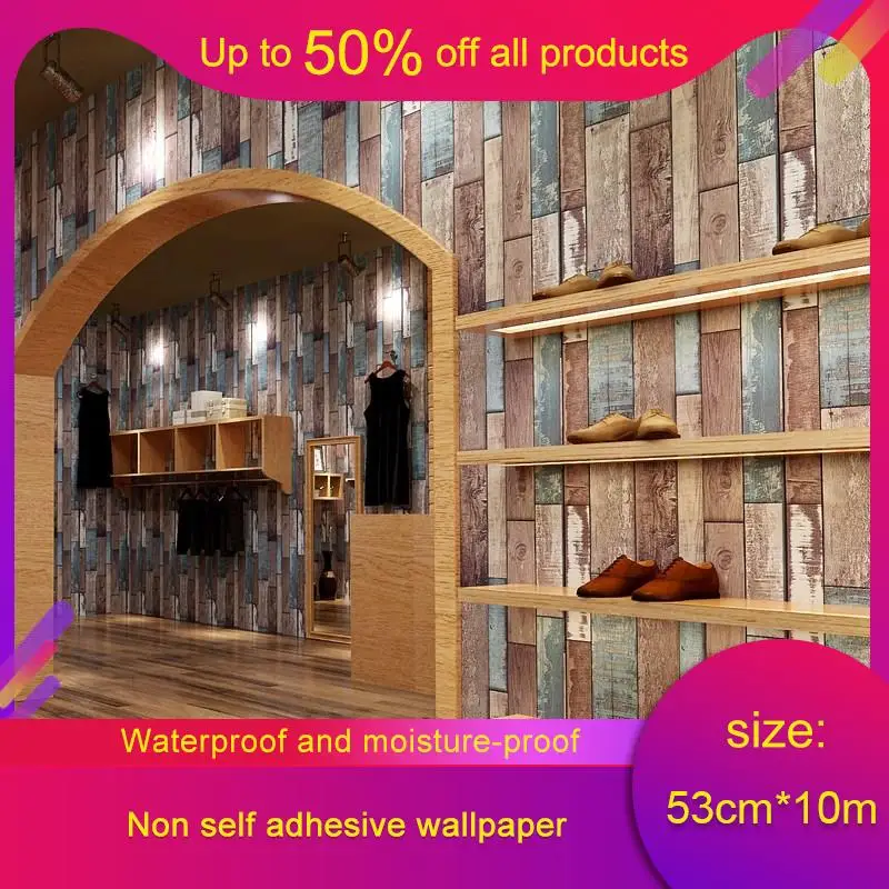 10 м 3D Американский Ретро Ностальгический цвет дерево зерна обои ПВХ китайский