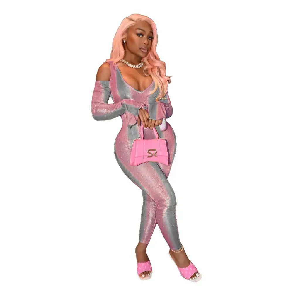 Женский комбинезон с открытыми плечами элегантный Облегающий в полоску